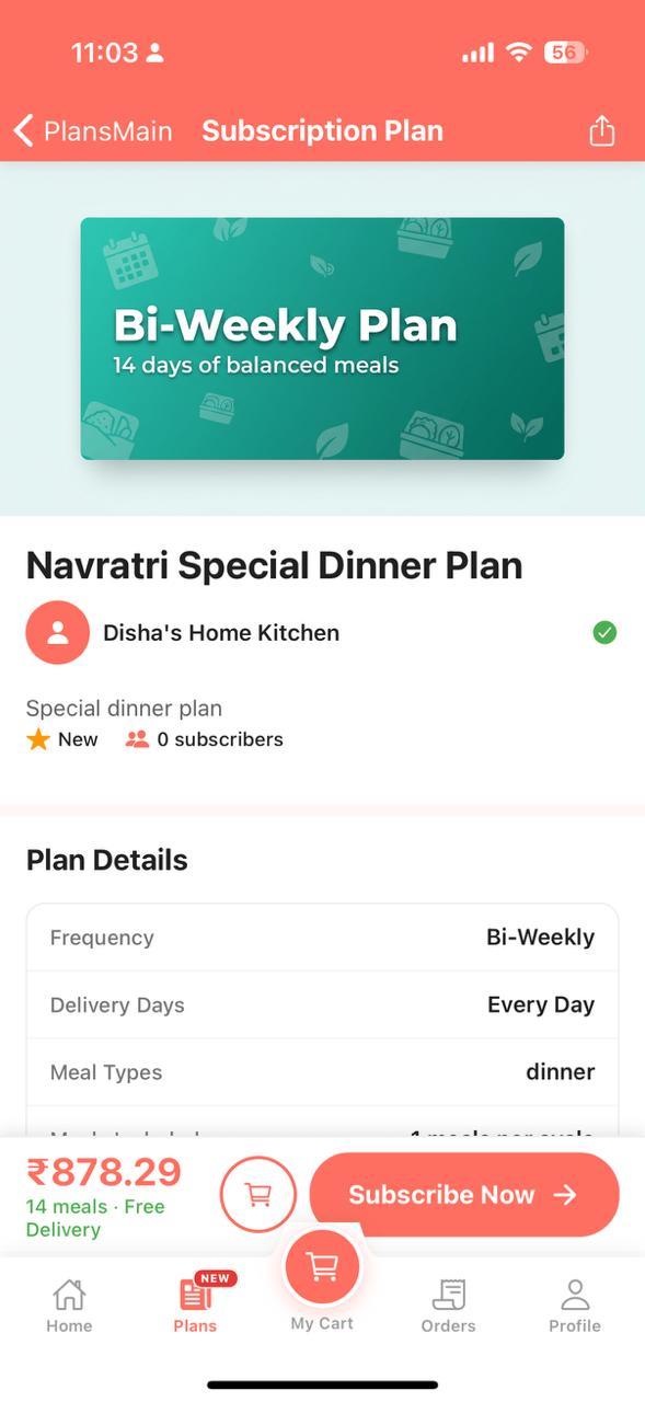 Nomio subscription plan detail screen